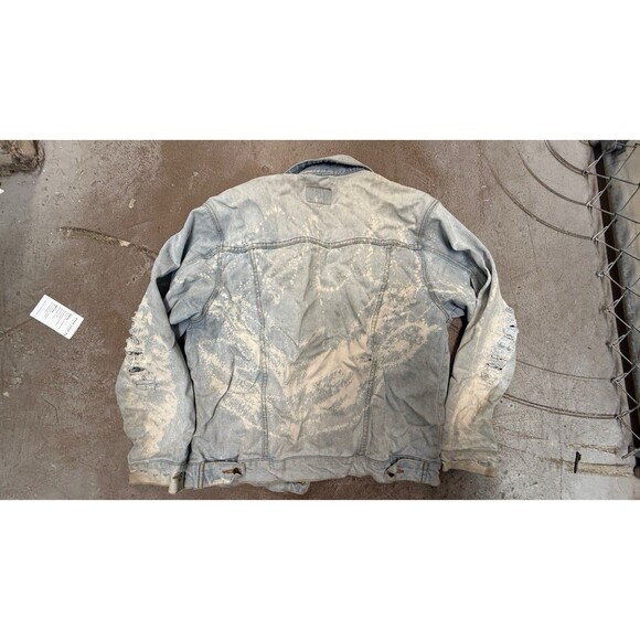 Lee Men's L Jean Jacket Light Blue Bleached Acid Wash Light Wash Distressed - Picture 3 of 3